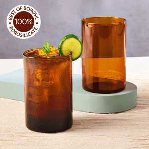 Borosil Amber Vision Glass, 290 ml each, Set of 6 pcs, Lightweight Glassware for Home & Office Use image 6