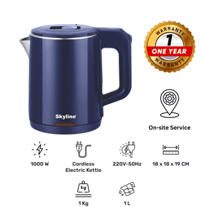 Skyline Electric Kettle with cool touch Body, 1 Litre, VTL-5015, 1 year warranty image 2