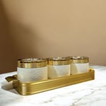 DouxDecor Premium Dry Fruit 3 Jars Candy with Metallic Tray, Premium Serve-ware for Hosting and Gifting