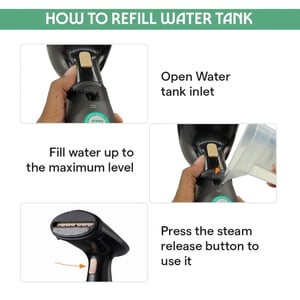 Borosil 1000W Handheld Garment Steamer | Ceramic Coated Soleplate | Dual Steam Modes (Horizontal & Vertical Ironing) | 120ml Detachable Water Tank | Overheat Protection | 2 Year Warranty (GS03) image 5