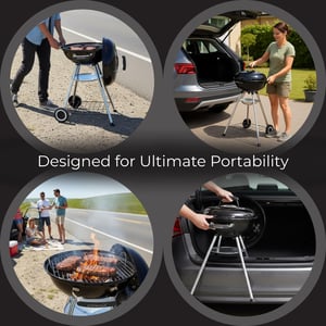Exousia Charcoal BBQ Grill - 47 cms, Porcelain Coating Fire Bowl and Lid with 4 Legs for Sturdy Balance image 7