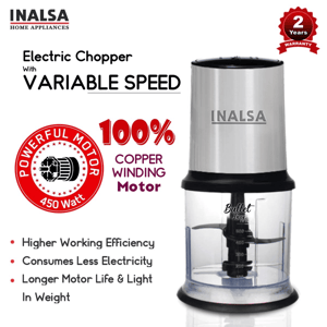 Inalsa Bullet Inox Chopper 450 Watts, 2 years Warranty image 2