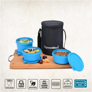 Signoraware Monarch Executive Medium Microsafe Steel |Microwave Safe Lunch Box (3 Stainless Steel Containers + Insulated Bag) (500ml+350ml+350ml) , Set of 3 | Office Series image 5