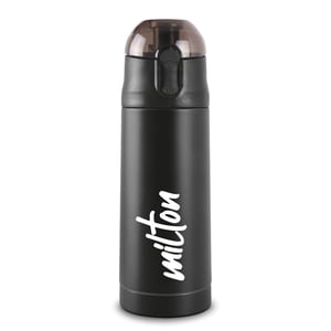 Milton Crown Thermosteel Water Bottle, 12 Hours Hot & Cold  - Black - 600 ml