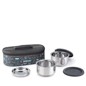 Borosil Carry fresh Lunch Box, Vaccum Insulated Leak Proof Containers - 2 Container Flat (Medium) image 3