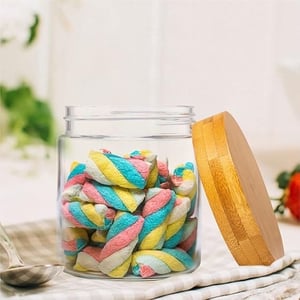 DUBBLIN Borosilicate Glass Jar with Airtight Wooden Lid - 500 ml