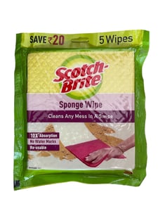 Scotch Brite Sponge Wipes (Pack of 5N), Ideal for kitchen, dining & household use