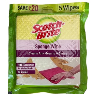 Scotch Brite Sponge Wipes (Pack of 5N), Ideal for kitchen, dining & household use