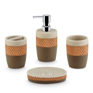 FREELANCE SOHO 4 PCS BATHROOM SET, Premium Bathroom set, PVC Based Stoneware, Lightweigh & Durable - SO102