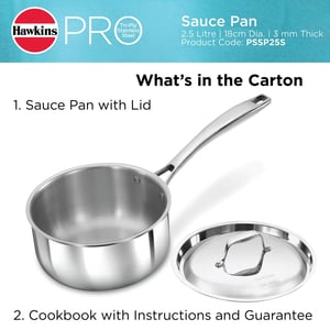 Hawkins Pro 2.5 Litre Sauce Pan, Triply Sauce Pan with Stainless Steel Handle and Stainless Steel Lid, Silver (PSSP25S) image 14
