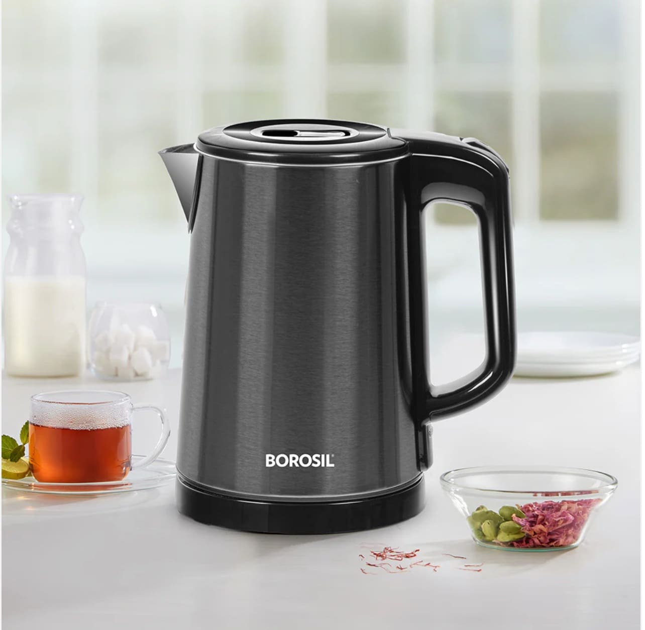 Borosil Cooltouch CT08 SS Electric Kettle, 1 Litres, 1 year warranty