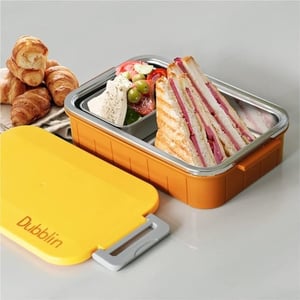Dubblin Feast Lunch Box, Lightweight & Compact, Keeps Food Fresh, Ideal for School & Office - Yellow