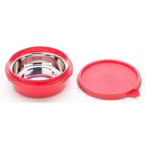 Signoraware Executive Microsafe Steel Container (Small), Inner Steel Container, Leak-Proof, Microwave Safe, Ideal for Office, School & Household Purposes - Red