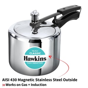 Hawkins Triply 3 Litre Classic Pressure Cooker, Triply Stainless Steel Induction Inner Lid & Tall Design Cooker, Silver (SSTCL3T) image 6