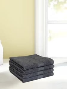 Spaces Colorfas 100% Cotton Face Towels, 4 pcs set, Soft & Highly Absorbent – Gray