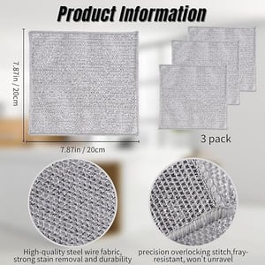 Multipurpose Wire Dishwashing Rags for Wet and Dry Stainless Steel Scrubber Non-Scratch Wire Dishcloth for Washing Dishes Sinks Counters Easy Rinsing Machine Washable Pack of 4 Pcs image 7