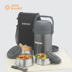 Borosil Hydra Hot & Fresh Lunch Box, Keeps Hot for upto 8 Hours - 3 Container