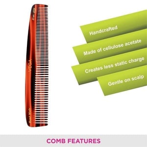 Vega Graduated Dressing Comb (HMC-02D) | Handcrafted Cellulose Acetate, Anti-Static, Rounded Teeth Reduce Hair Fall image 3