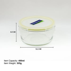 GLASSLOCK CLASSIC AIRTIGHT TEMPERED FOOD CONTAINER - ROUND- 400 ML, Leak Proof, BPA Free, Microwave & Freezer Safe & Airtight image 4
