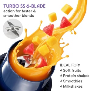 Borosil NutriGrip Blue Portable Blender | 40W Low-Noise DC Motor | 300ml Unbreakable PC Jar | USB Rechargeable | Turbo 6 Blade Action | Smoothies, Shakes, Soft Fruit, Protein Mix | 1 Year Warranty image 4