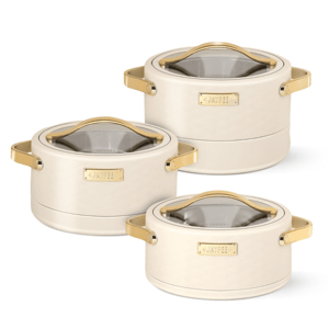 Jaypee Luxura Klass 3 pcs Casserole Set (1500 ml, 2000 ml & 2500 ml), Keeps food fresh for long hours - Beige