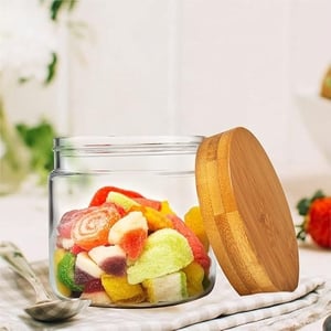 DUBBLIN Borosilicate Glass Jar with Airtight Wooden Lid - 600 ml