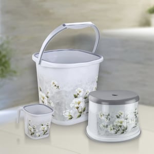 Nayasa Floral 3 pcs Bathroom Set (25 litres bucket + 1500 ml mug + 1 Stool) image 2