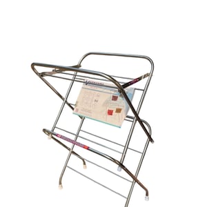 Vasnam Stainless Steel Mini Cloth Drying Stand, 9 Rods | 25 Feet Drying Area, Foldable, Rolling Wheels, Portable image 2