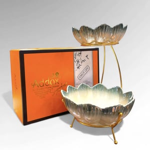 Addox 2-tier Platter, Flower Shape - Green