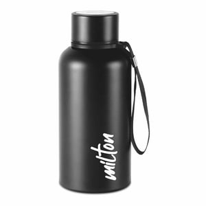 Milton Aura Thermosteel Water Bottle, 12 Hours Hot & Cold - 500 ml, Black