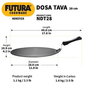 Hawkins NONSTICK DOSA TAVA 28 CM (NDT28), PFOA Free Non Toxic Coating, Ideal for making dosa, chilla & omelette image 3