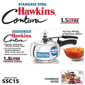 Hawkins Stainless Steel Contura 1.5 Liter Pressure Cooker (SSC15) image 2