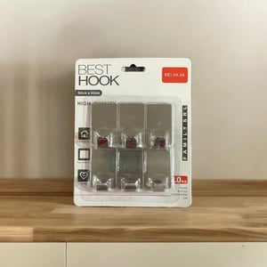 Stainless Steel Stick-On Hooks – Pack of 6, Strong Adhesive, Holds up to 2 Kg, Rust-Free Utility Hooks for Kitchen, Bathroom & Home Use