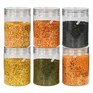 Pearlpet Tiffany Round Jars - Set of 6, Air Tight, Leak Proof, Anti-Odor - 1000 ml