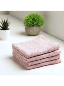 Spaces Colorfas 100% Cotton Face Towels, 4 pcs set, Soft & Highly Absorbent – Pink