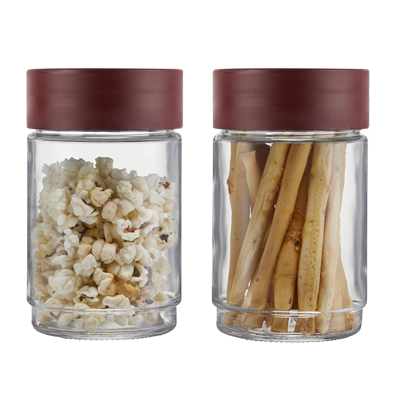 CELLO Modustack Glassy Storage Jar – 750 ml (Set of 2), Stackable Airtight Glass Jars, Ideal for Snacks, Pulses, Dry Fruits & Pantry Storage