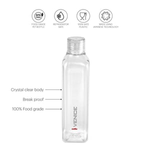 Cello Venice Plastic Water Bottle - 1000 ml, BPA Free Plastic, Unbreakable Body image 7