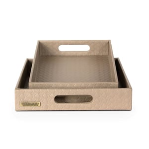 Three Sixty Multipurpose Trays – Set of 2 (1 Large, 1 Medium), Premium Faux Leather Finish image 2