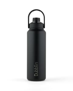 Dubblin Jumbo Vacuum Insulated Bottle, Large Sipper Bottles with Carry on Handles, Keeps Hot and Cold for Long Hours – Black, 1800 ml
