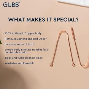 GUBB Ayurvedic Copper Tongue Cleaner for Kids & Adults - Natural Copper image 3