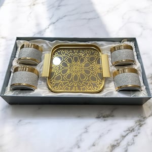 DouxDecor Premium Dry Fruit 4 Jars Candy with Metallic Tray, Premium Serve-ware for Hosting and Gifting image 4
