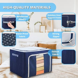 Clothes Storage cum Organizer, 66 ltr. Capacity,Foldable, Made of fabric with heavy wire, Ideal for Clothes, Toys & Wardrobes image 3