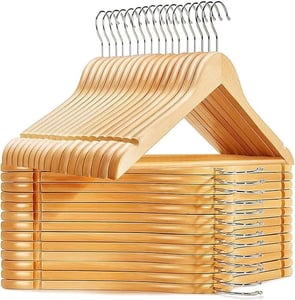 Premium Wooden Hangers – Pack of 12, Sturdy & Smooth Finish, Ideal for Shirts, Suits, Sarees & Jackets