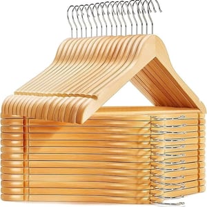 Premium Wooden Hangers – Pack of 12, Sturdy & Smooth Finish, Ideal for Shirts, Suits, Sarees & Jackets