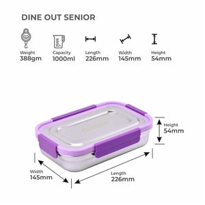 Dubblin Dine Out Senior Lunch Box, Stainless Steel Body, Compact & Sturdy, Ideal for School & Office image 11