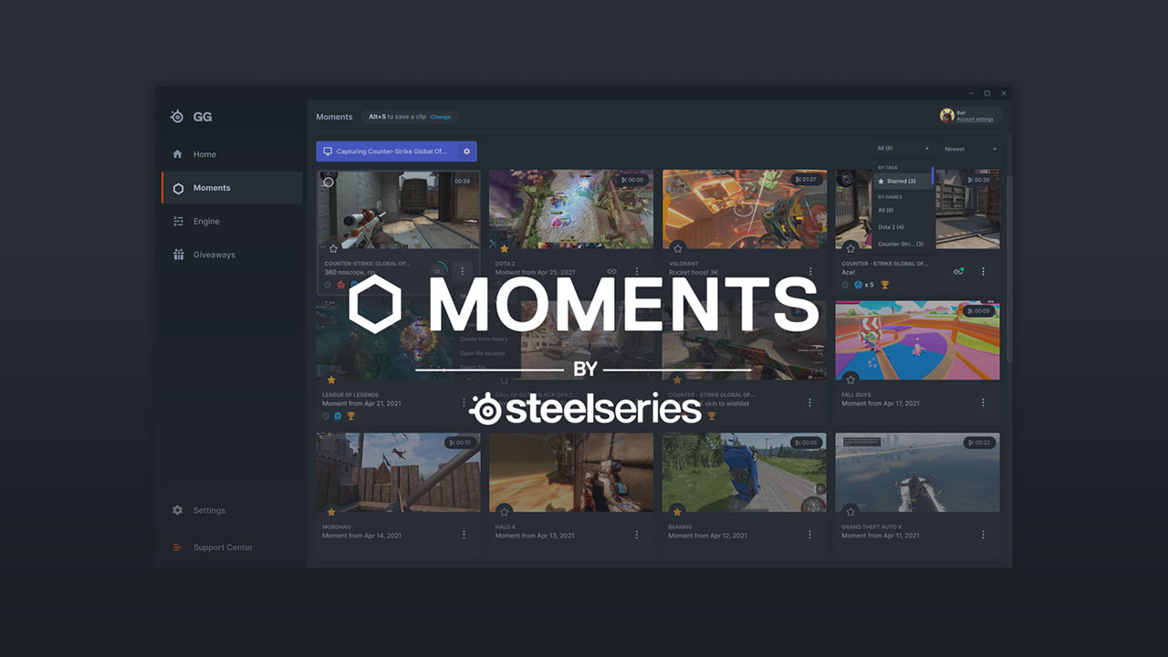 SteelSeries Moments aplikácia