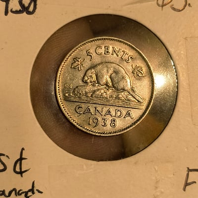 Canadian 5 Cents (1938) and George VI Portrait Coin - Image 1 of 2