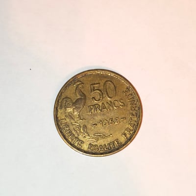 French 50 Francs gold coin, 1953 - Image 1 of 2