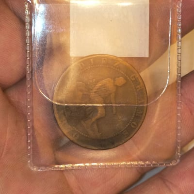 1870 Dice Cent coin in display case - Image 1 of 2