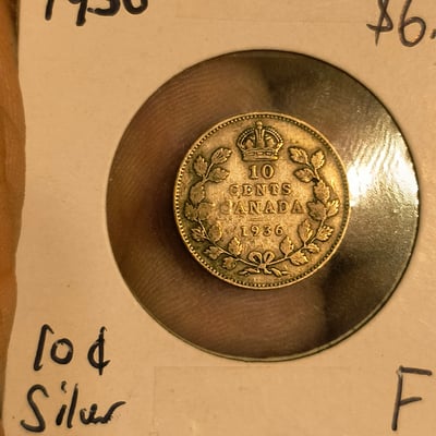 1936 Canadian coins: 10 cents and George VI issue - Image 2 of 2